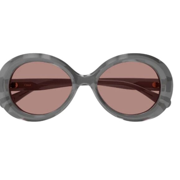 CHLOE Grey Transparent/Rose Oval Biobased Material sunglasses - Picture 3 of 15